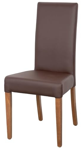 KEHO Polsterstühle Esszimmer 4er Set – bis 120 kg belastbar, komplett gepolstert mit Kunstlederbezug, Beine Massivholz Buche, fertig montiert, Bequeme Esszimmerstühle (Nussbaum-Braun, CH022)