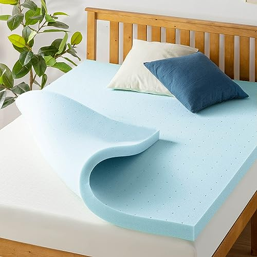 Best Price Mattress sur-Matelas en Mousse à mémoire de Forme avec Rembourrage rafraîchissant, Taille Queen, Bleu 7,6 cm