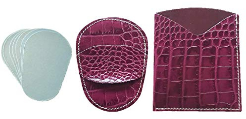 Decolores - Guante Depilatorio Corporal - Depilación Natural de Silicio - Estuche y 10 Láminas de Silicio - Depiladora sin Dolor y Natural - Piel Suave y Perfecta - Vegano - Color Burdeos Cocodrilo