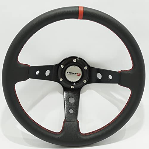 [RDi 70034RB] Dorado Tuning Piatto profondo sport volante in pelle nera 350mm