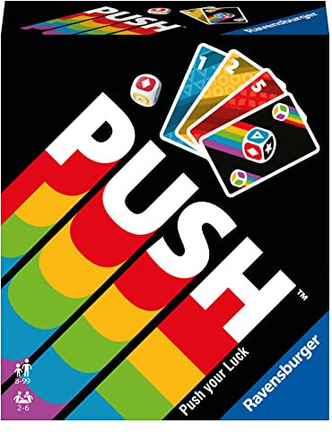 Ravensburger 26828 - Push, Unterhaltsames Kartenspiel für die ganze Familie, Risiko ab 8 Jahren, Ablegespiel für 2-6 Spieler