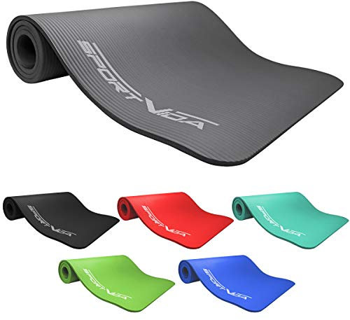 SportVida Yoga Matte Rutschfest Extradick - Yogamatte mit Weicher Schaum - NBR Matte - Dicke Turnmatte für zuhause Training mit Tragegurt - Sportmatte - Fitnessmatte (Grau, 180 x 60 x 1.5 cm)