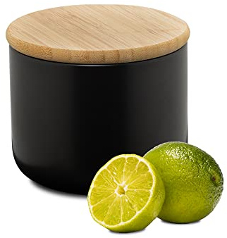 Moritz & Moritz tarros de cocina negro 400 ml - Escribible - bote cafe hermetico con tapa de bambú - tarro galletas con tapa para harina, café, muesli o utensilios de baño