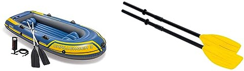 Intex - 68370NP - Set Bateau 3 Places Challenger 3 (Inclus Rames Et Gonfleur) & Paddles demountable 122cm