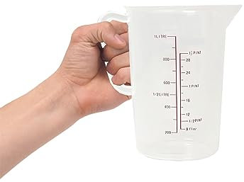Acense Polypropylene Measuring Jug, Precise Measurement, Perfect Narrow Stem, Spillage-Free, Multi-Purpose Flour, Ground Almonds, Sugar, Milk, Oil, Dishwasher Safe, Capacity: 1ltr/35fl.oz