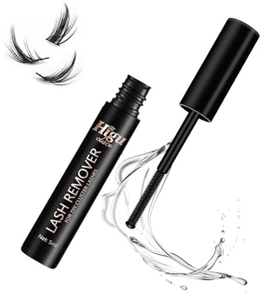 Higu clace Lash-Remover, Cluster Lash Glue-Remover, Rose Extract DIY Eyelash Extension Remover, Eyelash Glue Remover for False Eyelashes Self Use Gentle Soothing Non Irritating Eye Cleanser Oil 5ML