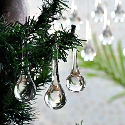 IndianShelf Kronleuchter-Kristalle, Kronleuchter, Tropfen-Ornamente, klare Glasornamente, 20 Stück, klare Tropfenform, Weihnachtsschmuck, hängende Kristalle für Tafelaufsätze