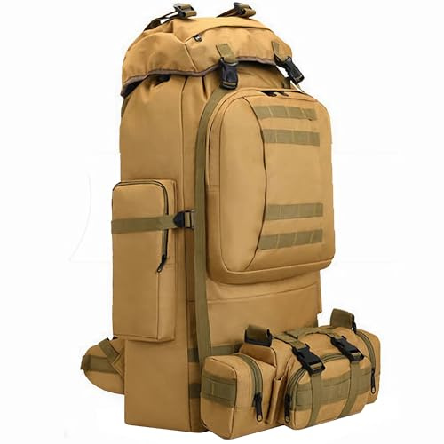Kabxhueo 80L - 100 L Taktischer Rucksack mit Regenhülle 2 in 1 Militär Rucksäcke Herren mit Hüfttasche Großer Wanderrucksack & Trekkingrucksack für Camping, Wandern, Outdoor Reisen