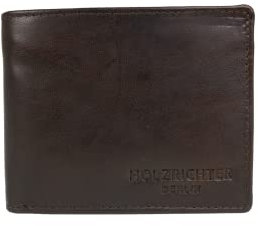 HOLZRICHTER Berlin - Herren Geldbörse aus Leder (No1-2), 9x12x1 cm im Querformat, Edles Portmonnaie mit 6 Fächer, 2 Einschubfächer und 1 Münzfach, Geldbeutel, Marone