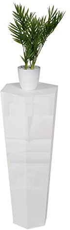 STEMA Seyfried Dekosäule Trapez (Weiß Hochglanz, 100x33x20cm) Beistelltisch, Blumenhocker, Pflanzensäule Holz, Sockel