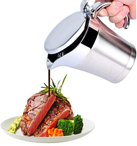 maxant Saucière isotherme en acier inoxydable de 500 ml/750 ml avec couvercle à double isolation pour servir la sauce, la crème pâtissière, la crème et la sauce (750 ml avec couvercle argenté)