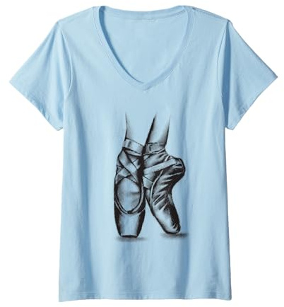 Damen ballett spitzenschuhe für ballerina mädchen teenager frauen T-Shirt mit V-Ausschnitt