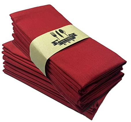 ZOYIEP Leinenservietten, 4/6/8er Set 100% Baumwolle und Leinen, 40 x 40 cm Stoffservietten für Küche und Dekoration (Rot, 8er Set)