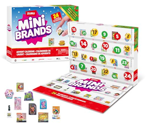 Mini Brands Calendario de Adviento 2024 de ZURU Mini Brands Edición Limitada, calendario de Adviento con 4 minis exclusivos, Mystery Collectibles Toys viene con 24 minis
