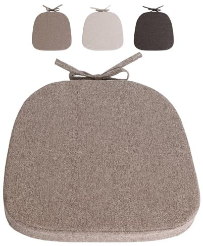 Stuhlkissen 40x40cm Sitzkissen halbrund Rutschfestes Stuhlauflage Sitzpolster für Stuhl Sitzkissen für Gartenstuhl, Küche oder Esszimmer Stuhlkissen mit Bändern Outdoor Indoor (Graubraun-1pcs)