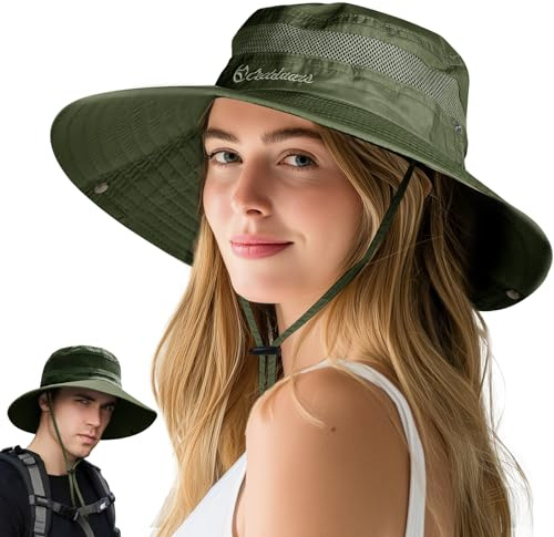 FLEERNIO Unisex Sonnenhut Damen Herren, 55-60CM Sonnenhut Damen Faltbar Sonnenhut Damen UV Schutz 50 Sommerhut Damen, Sonnenhüte für Damen Wanderhut Safari Hut Geschenke für Frauen Valentinstag