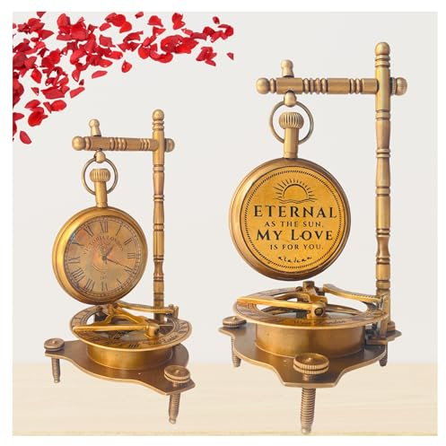 ALADEAN Boussole avec cadran solaire pour lui ou elle - Cadeau unique pour mari, épouse, homme, anniversaire de mariage - 50e 40e 25e 20e 1ère année