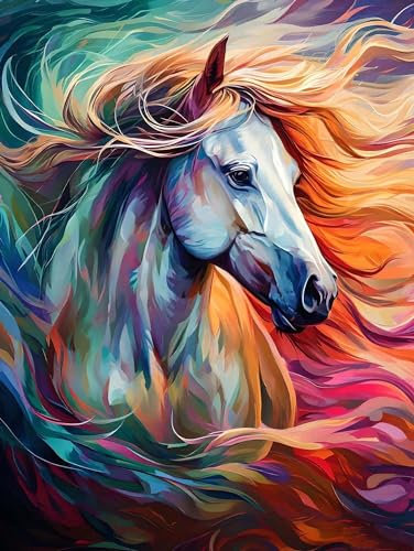 Malen Nach Zahlen Kinder ab 7 8 9 10 Jahre Mädchen, Paint by Numbers Tier Pferd Adult Kinder Anfänger mit Leinwand Pinseln Acrylpigment für Geschenke und Home Haus Dekorieren, Rahmenlos 50x60cm F-68