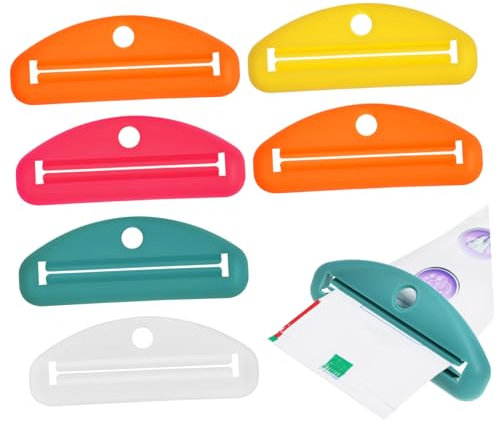 BEBEMOKO Toothpaste Tube Squeezer Clip 6pcs Manual Tube Roller Dispenser for Toothpaste Suitable for Bathroom Use