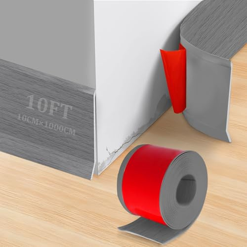 Bocguy Weichsockelleiste Selbstklebend Breit, PVC Klebeleisten Selbstklebend Boden, Selbstklebende Fussleisten, Bodenleisten Sockelleiste Flexible für Küche, Bad, Schlafzimmern und Wohnzimmern