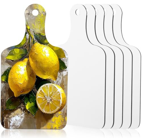6 Pcs Mdf Sublimation Cutting Board Blanks with Handle 11.8 x 6.3 Inch Sublimation Chopping Craft Personalized DIY Cutting Board Gift for Painting Home and Kitchen Decoration