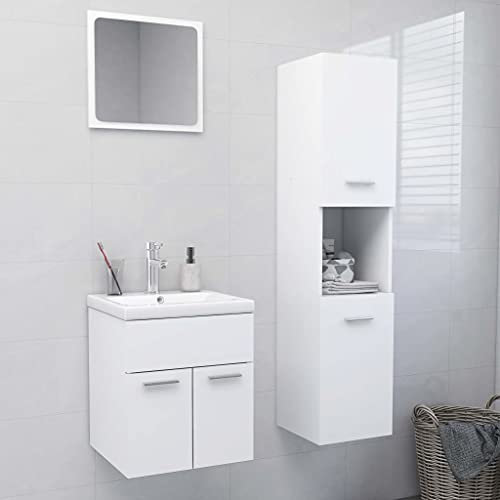 Lauuoeriau Möbelartikel Home Badmöbel-Set Weiß Holz-Möbel