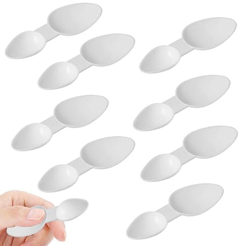 8 cucharas de plástico de doble cara de 5 ml/2,5 ml, cucharas medicinales reutilizables para medicina, cereales en polvo, leche en polvo, café en polvo, cucharas de plástico para cocinar, hogar,