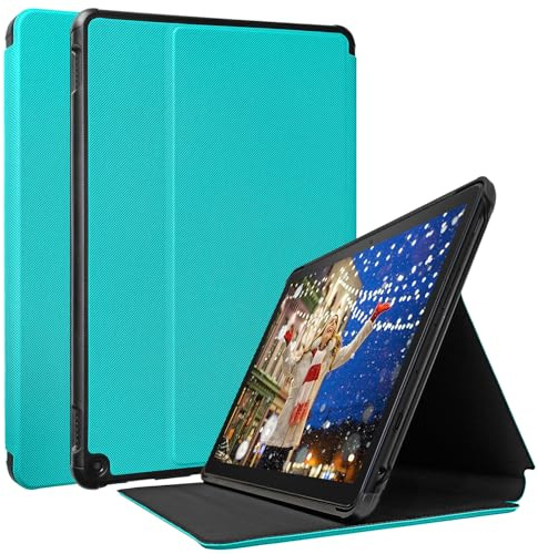 TOKILO Hülle für (13th Gen, 2023 Release) Fỉṛẹ ḤḌ 10-Zoll-Tablet, schlanke leichte weiche PU-Ledertasche mit Stand Auto Wake/Sleep, Kompatibel mit LG 10 Tablet, Grün