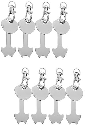 DIYEAH 2sets Supermarket Trolley Key Uk Trolley Release Key Keychain Ring for Shopping Cart 4pcs*2
