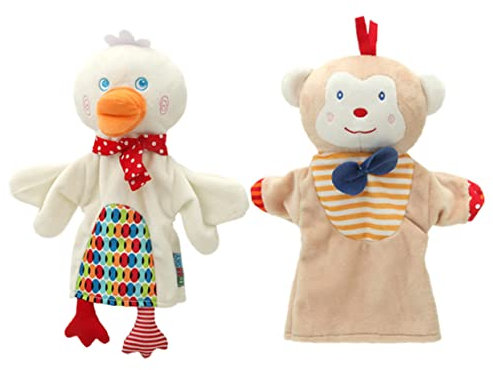 HEMOTON Handpuppe Für Kinder – 2 Tierpuppen Weiche Pp-Baumwolle Perfekt Für Pädagogisches Spielen