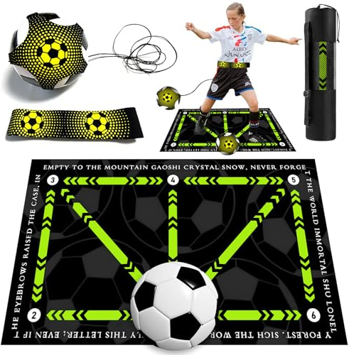 YUJUVI Fußball-Trainingsmatte, 60x90 cm, mit Fußball und Socken Set, Rutschfeste Ausführung