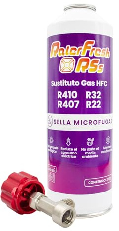 Gas Refrigerante Ralerfresh RS Sustituto de Gas R410, R32, R407 y R22 Recarga de Gas Refrigerante Organico para Aire Acondicionado Split Ecologico Eficiente Recarga Rapida (Botella RSs + Llave)