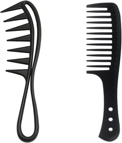 2Pcs Wide-Tooth Comb, Curl-Comb for Long Curly Wet Wavy Hair, Anti-Static, Smooth-Grip, Shark-Tooth Combs & Coarse-Combs, Perfect for Detangling Curls ﻿