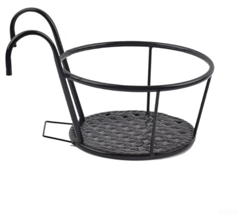 Support vertical pour pot de fleurs pour balustrade de balcon Rangement élégant en métal pour vos plantes préférées (Noir)