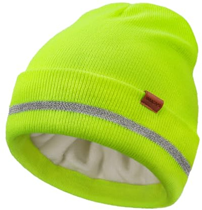 Wmcaps Mütze Herren Damen mit Fleecefutter und Reflektive-Streifen | Reflektorstreifen, weiches, warmes Futter, zum Radfahren, Gassi gehen, Laufen, für Bauarbeiten