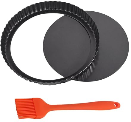 Storneliv 8 inch Quiche Pan, 22cm Non-Stick Fluted Tart Tin Dish with Removable Loose Bottom, Round Deep Flan Dish for Baking Quiches, Pizza, Pie, Flans