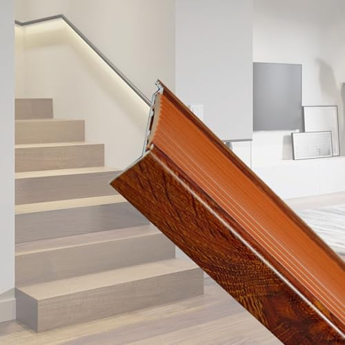 Profilé de Bords d'Escaliers Antidérapant en Aluminium Effet Bois avec Bande de Caoutchouc 90/120/150cm, Profilé de Nez de Marche D'angle pour Extérieur Intérieur(100x5x2cm)