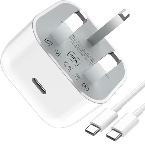 ACAGET 40W Power Adapter with for iPhone 17e Air 17 16 15 Pro Max Plus | Charger Fast Charging with USB C Cable 1M for iPad 10/for iPad Air 6 5 4th/A17/A16 /for iPad Pro 12.9 11 inch/for ipad Mini