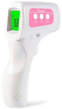 Snomd Fieberthermometer Kontaktlos Infrarot Stirnthermometer für Babys und Erwachsene Digitales Thermometer mit sofort Ablesung, Fieberalarm