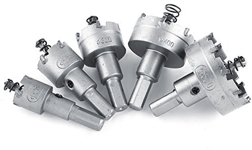 Akozon Akozon Set di Seghe a Tazza HSS da 5 Pezzi con Punta in Metallo Duro, Utensili per la Lavorazione dei Metalli da 20-50 Mm per Tagli di Precisione in Legno, Metallo Morbido e Altro