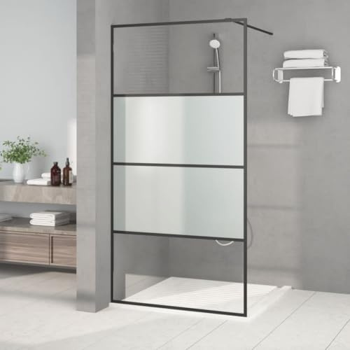 Xolmizyn Paroi de douche noire 100 x 195 cm, paroi de douche à monter avec verre de sécurité ESG de 5 mm, profilé de douche réglable en aluminium pour douche walk-in