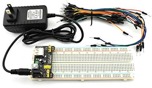 HJ Garden Electronic Component Power Supply Module Assorted Kit for Arduino, Raspberry Pi, STM32, UNO, MEGA2560 830P Breadboard + Power Module + Jumper + 12V 1A Adaptor