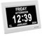YCOO Dementia Clock, Day Date Digital Clock with Sun/Moon Icons, Large Clear Digital Display, Auto DST, 7 Display Modes, Wired Power Supply Clocks. (7 Inch White)