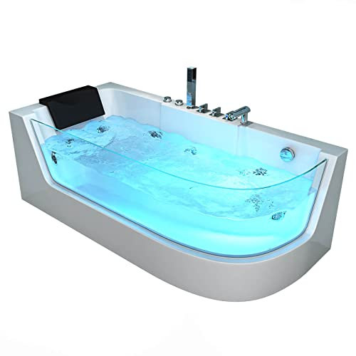 HOME DELUXE - Vasca idromassaggio - CARICA destra bianca con riscaldamento e massaggio - dimensioni: 170 x 80 x 59 cm I vasca angolare, vasca da interno