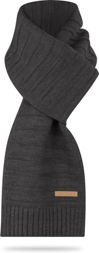 normani Weicher und Warmer Winterschal mit Wolle - hochwertiger Strick für Damen und Herren - vielseitige Länge, Elegantes, schlichten Design Farbe Anthrazit