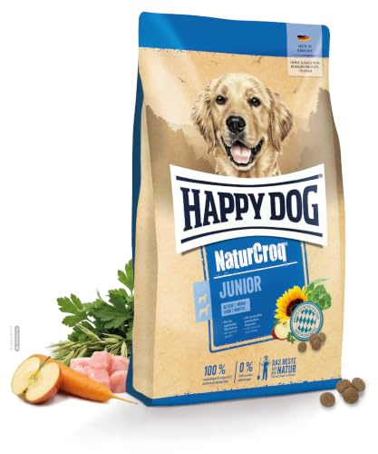 Happy Dog NaturCroq Junior Trockenfutter, 4 kg für Junghunde | Premium-Trockenfutter mit Natural Life Concept, heimischen Kräutern und 73 % tierischem Protein, für Junghunde