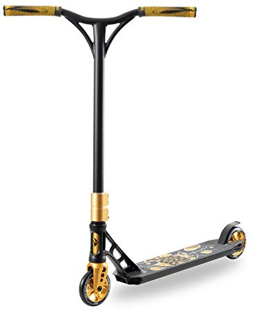 Two Bare Feet Metropolis & Terra Firma Model Stunt Scooter for Kids, Teens & Adults - Durable Freestyle Scooters with ABEC-9 Bearings, 360° Spin, 110mm Wheels (Terra Firma Black/Gold)