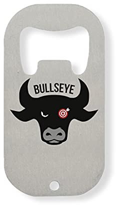 Generic Bullseye Funny Dart Player Logo Cow Head Flaschenöffner aus Edelstahl Silber