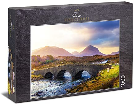 Ulmer Puzzleschmiede, ‘Sligachan Bridge’ Jigsaw Puzzle, Classic 1000-Piece Scotland Puzzle, Historical Bridge Over Sligachan River on Skye, The Scottish Highlands