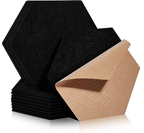 Insonorizacion Acustica Pared hexagonales autoadhesivos 12 piezas I Aislamiento acústico de alta densidad para paredes techos madera y puertas - Placas Aislamiento Acustico , 30x26x0,9cm